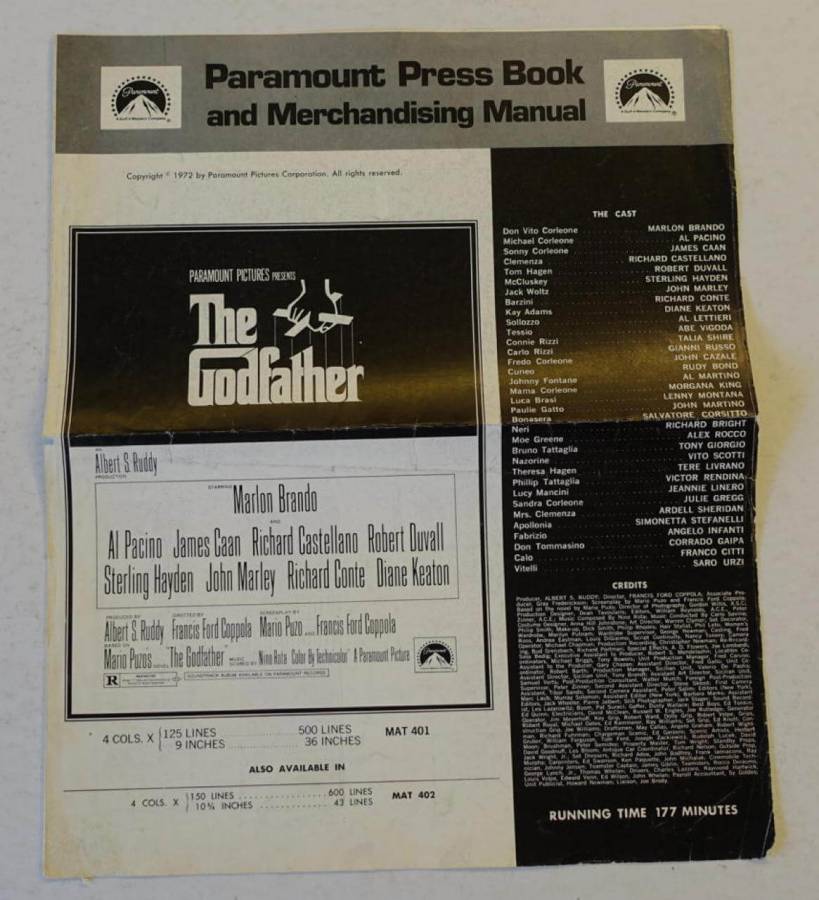 The Godfather original release US pressbook